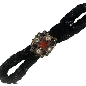 Vintage 80s‎ Belt  Braided Rope Woven Black New Wave  Retro Boho  28 inches
